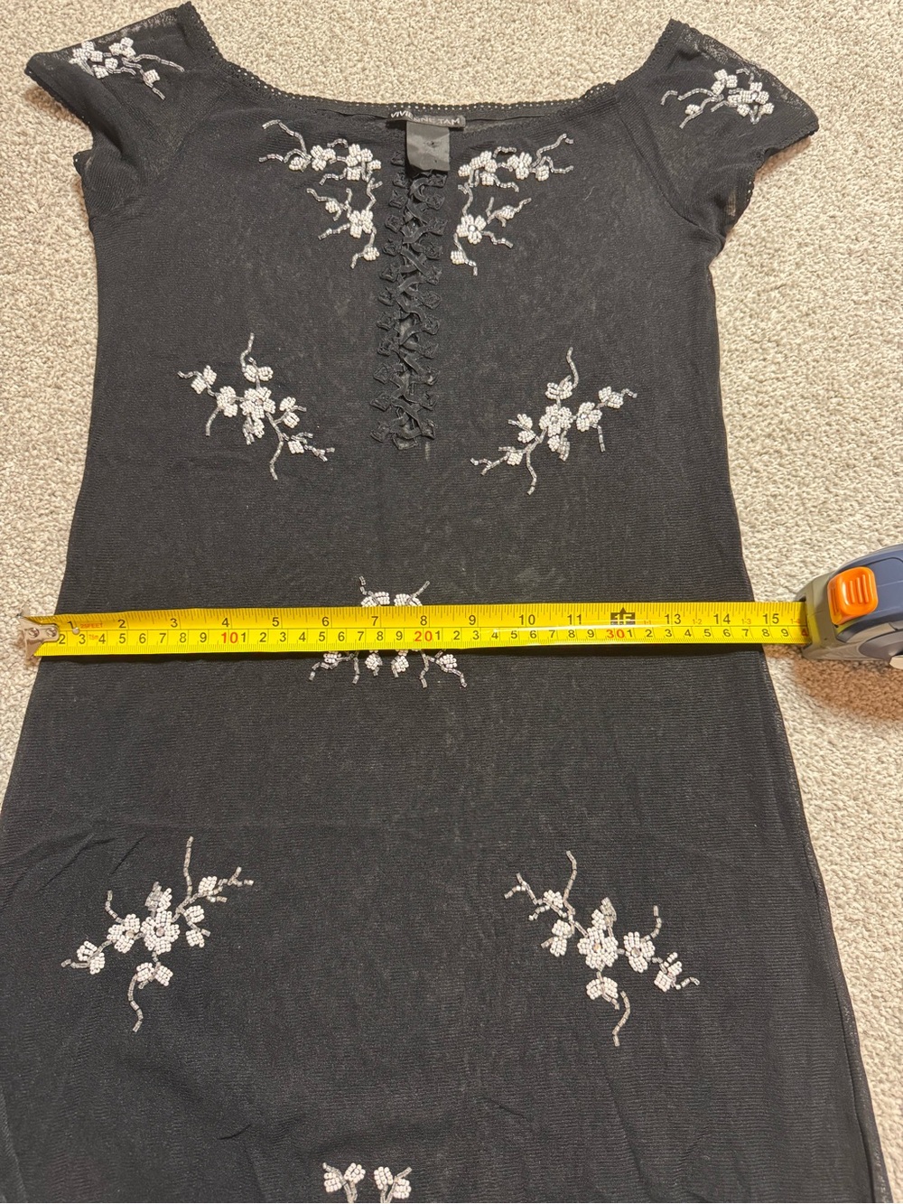 vintage Vivienne Tam black beaded mesh mini dress size small